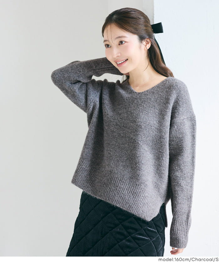 羊絨風氣質V領毛衣