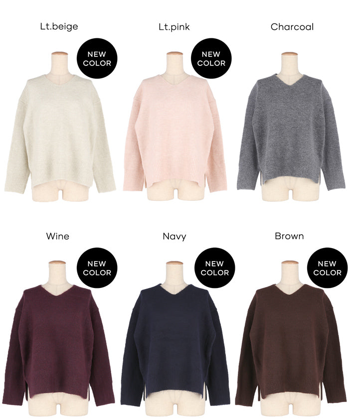 羊絨風氣質V領毛衣