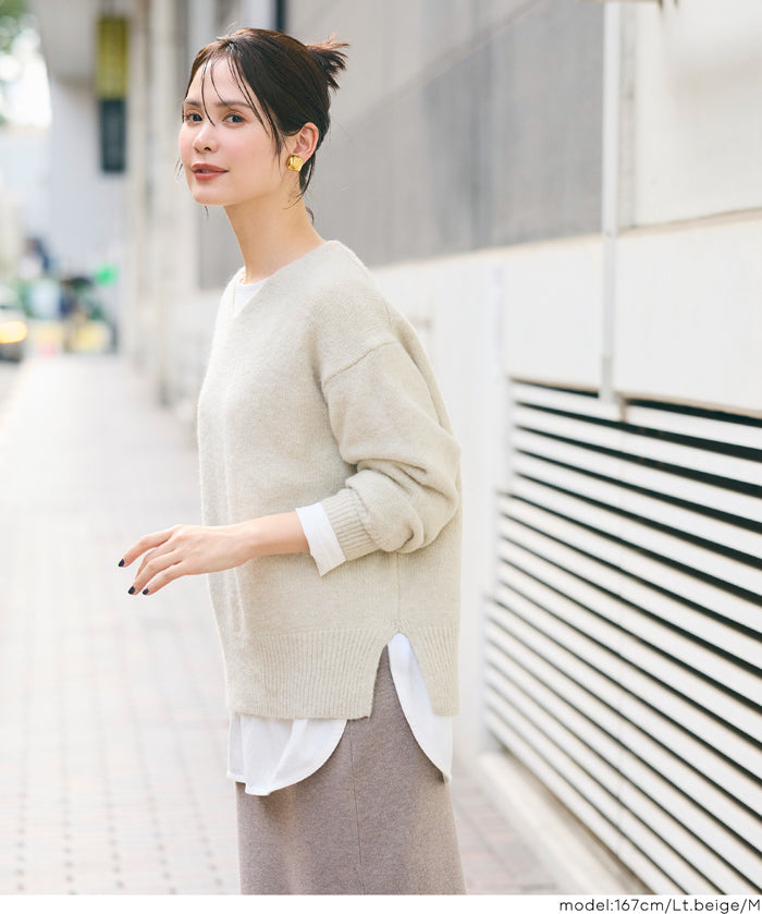 羊絨風氣質V領毛衣