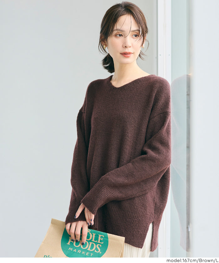 羊絨風氣質V領毛衣