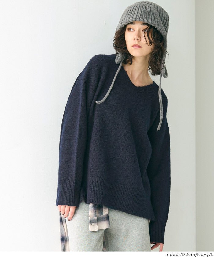 羊絨風氣質V領毛衣