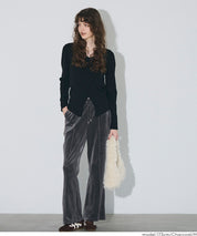 絲絨側線喇叭褲