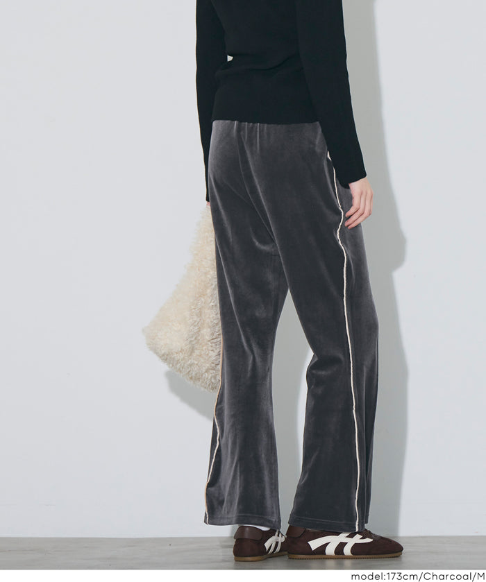 絲絨側線喇叭褲