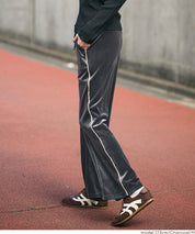 絲絨側線喇叭褲