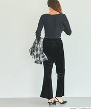 絲絨側線喇叭褲