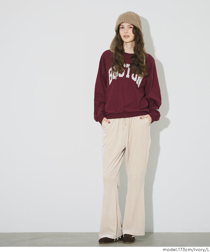 絲絨側線喇叭褲