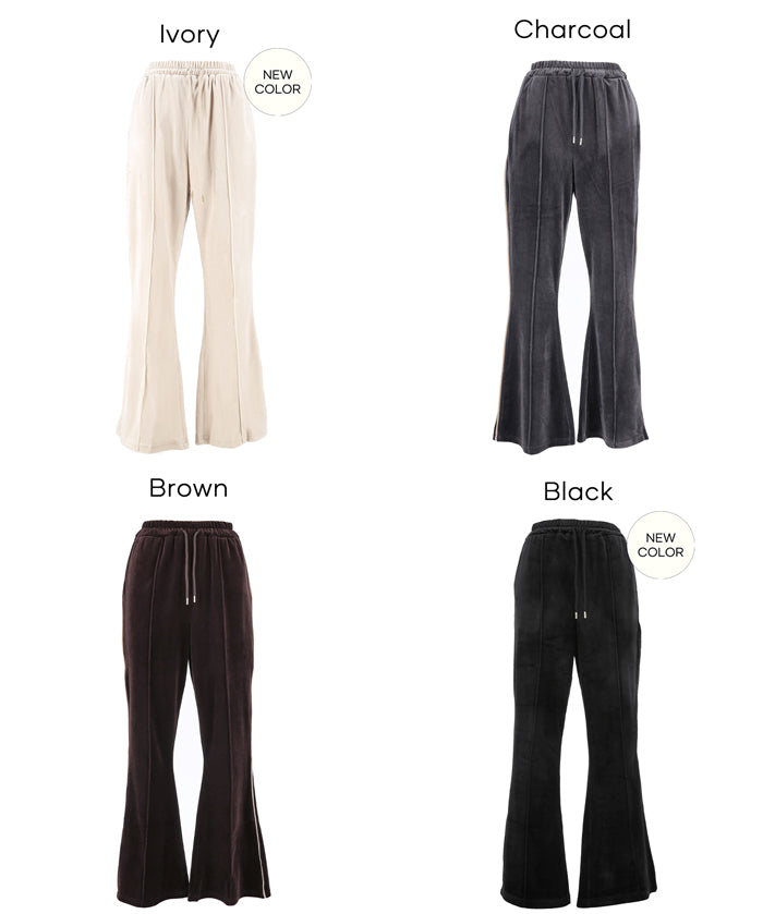 絲絨側線喇叭褲