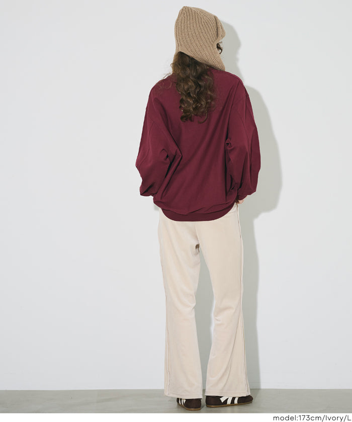 絲絨側線喇叭褲