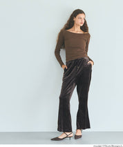 絲絨側線喇叭褲