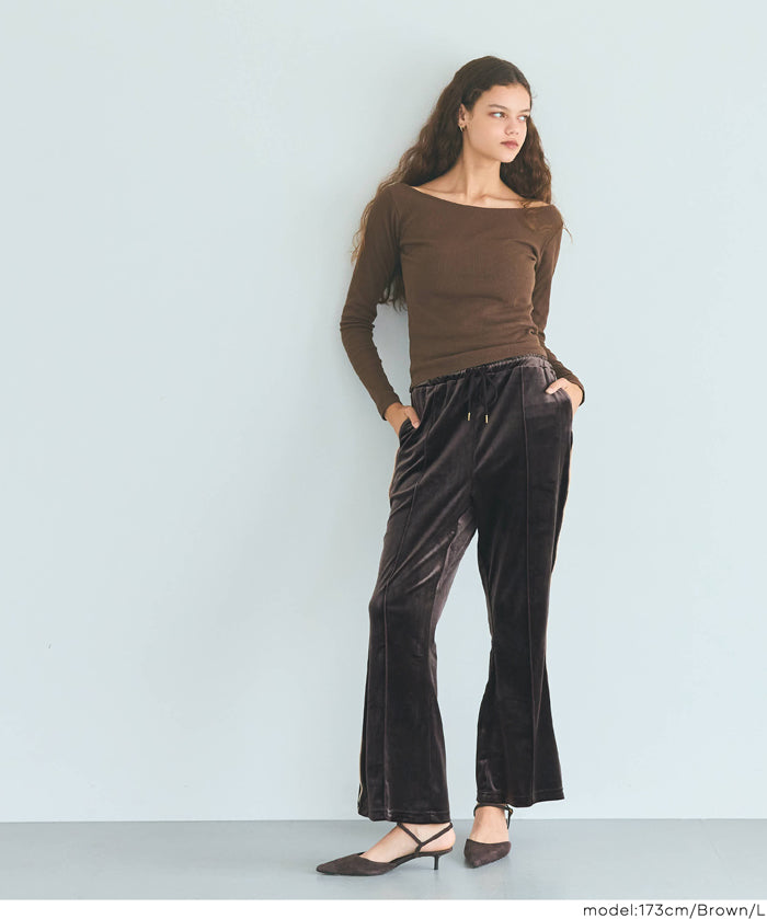 絲絨側線喇叭褲