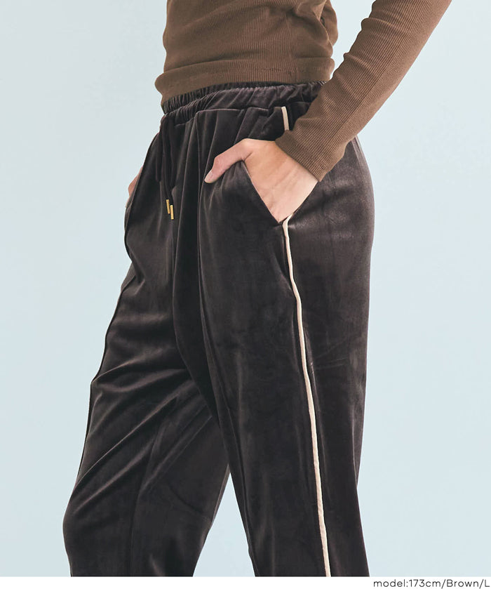 絲絨側線喇叭褲