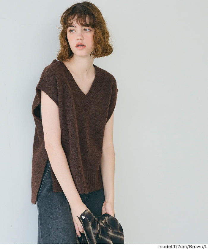 羊絨風柔軟針織V領背心