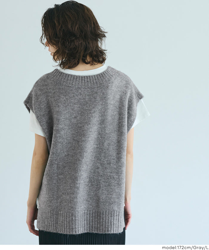 羊絨風柔軟針織V領背心