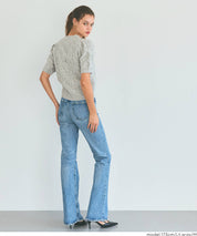 羊絨風麻花短袖針織上衣