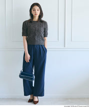 羊絨風麻花短袖針織上衣