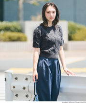 羊絨風麻花短袖針織上衣