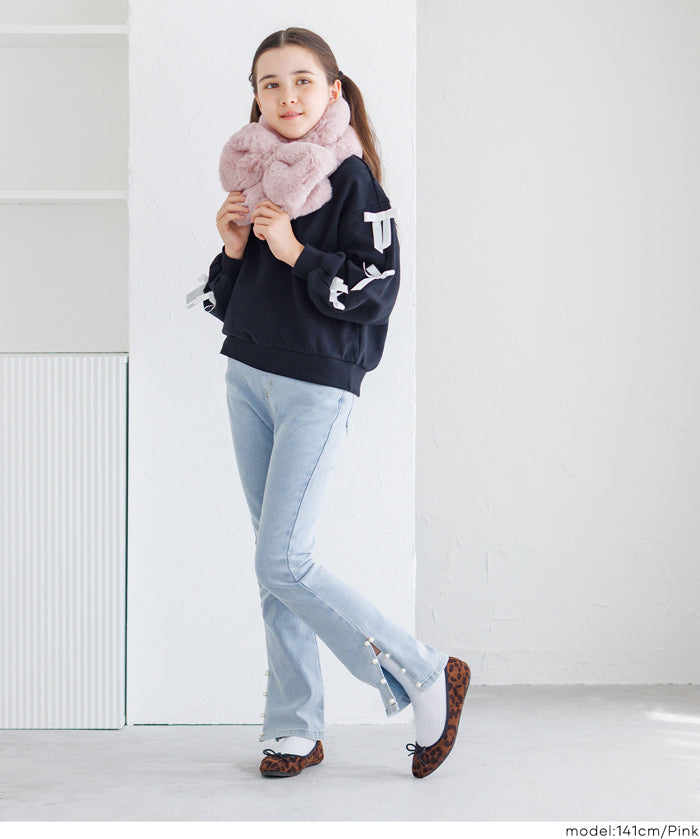 童裝 仿毛絨蝴蝶結領巾