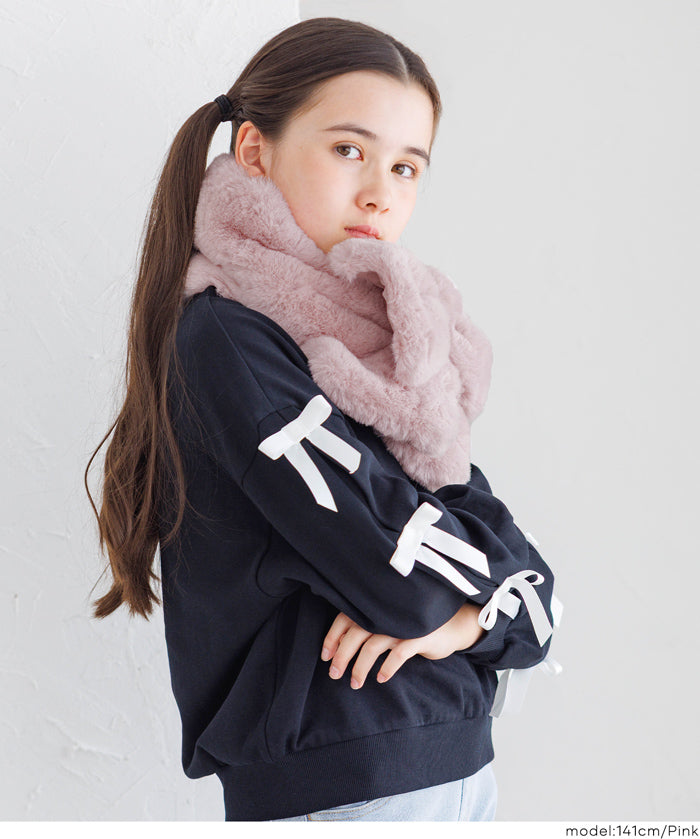童裝 仿毛絨蝴蝶結領巾