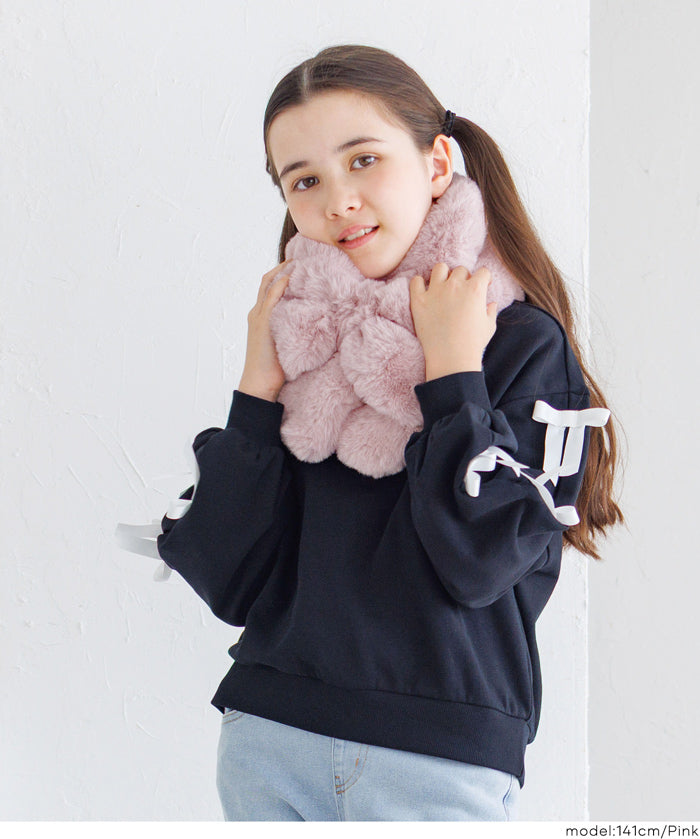 童裝 仿毛絨蝴蝶結領巾