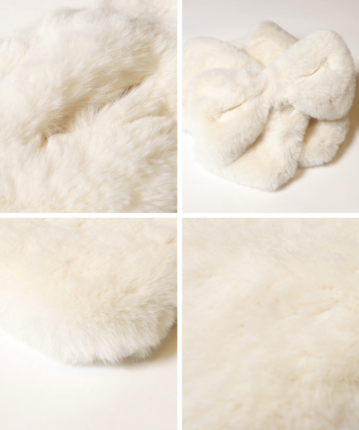 童裝 仿毛絨蝴蝶結領巾