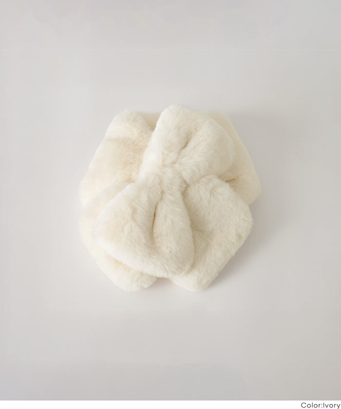 童裝 仿毛絨蝴蝶結領巾