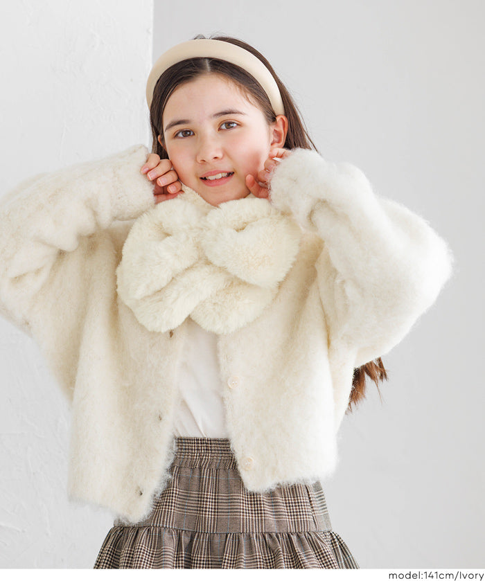 童裝 仿毛絨蝴蝶結領巾