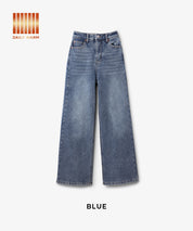 【DAILY WARM】內刷毛牛仔寬褲