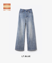 【DAILY WARM】內刷毛牛仔寬褲