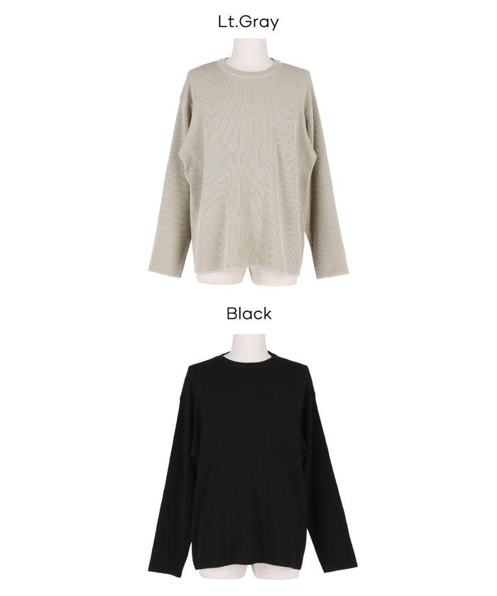 立體羅紋圓領針織上衣