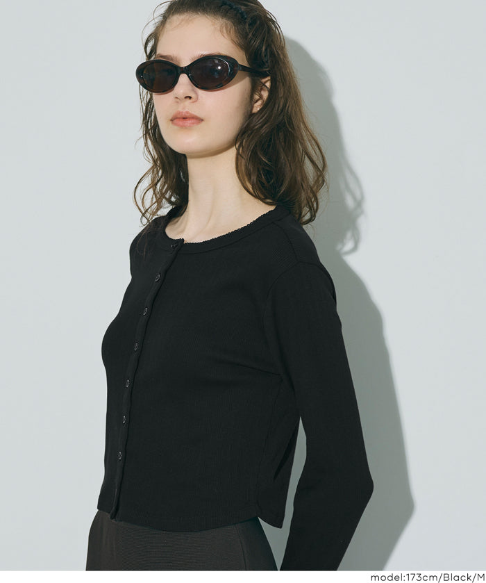 羅紋圓弧下擺開襟衫