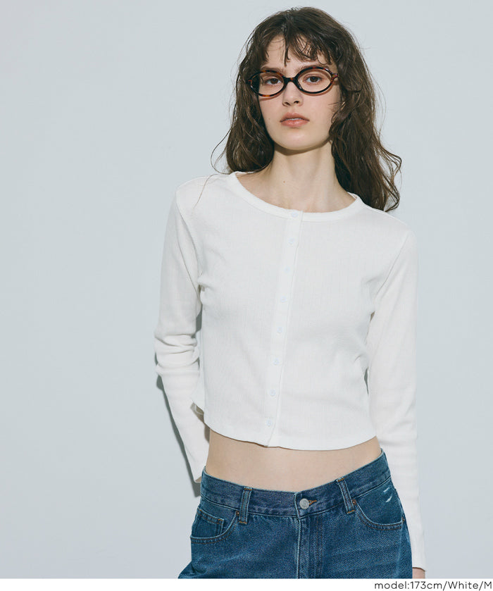 羅紋圓弧下擺開襟衫