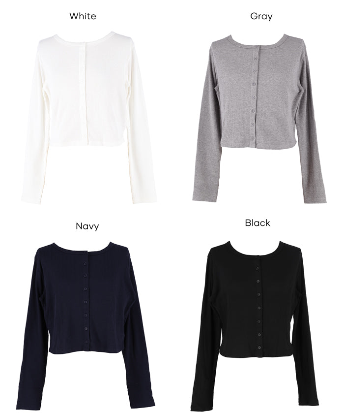 羅紋圓弧下擺開襟衫