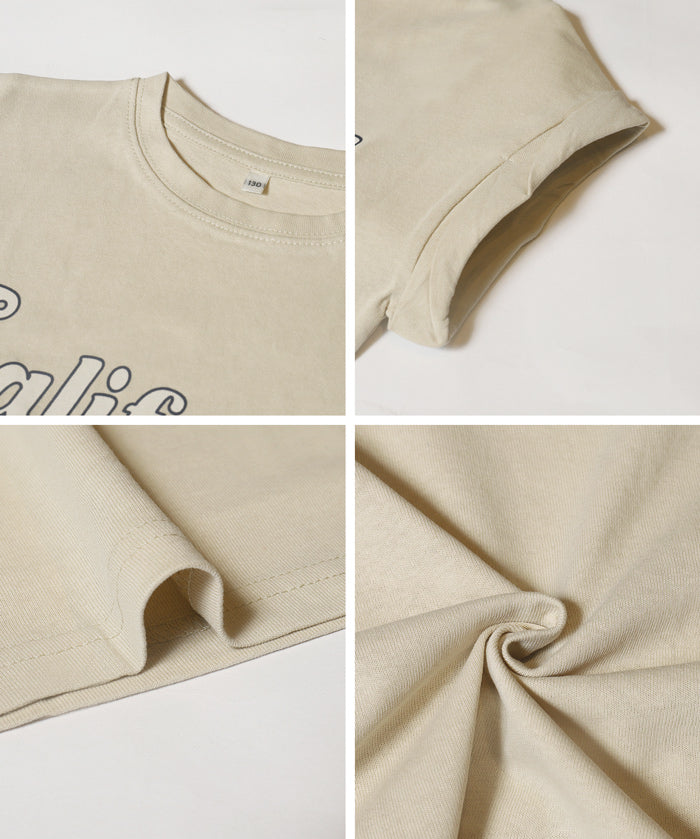 童裝 反摺袖LOGO印花T恤