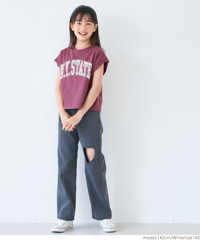 童裝 反摺袖LOGO印花T恤