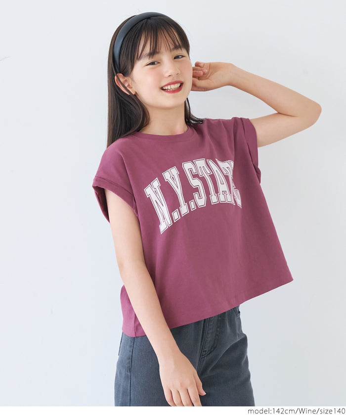 童裝 反摺袖LOGO印花T恤