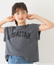 童裝 反摺袖LOGO印花T恤