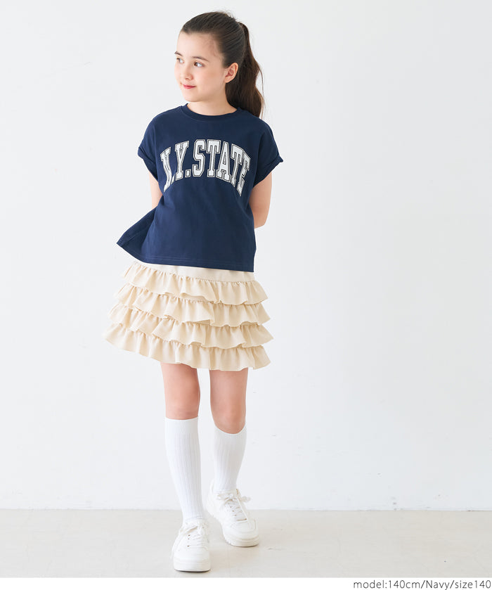 童裝 反摺袖LOGO印花T恤