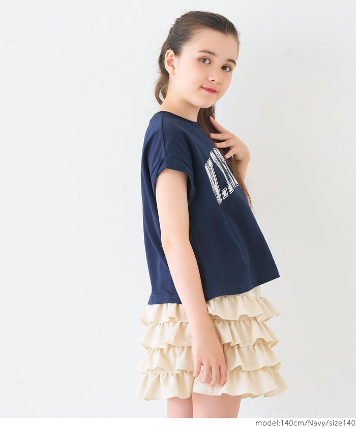 童裝 反摺袖LOGO印花T恤