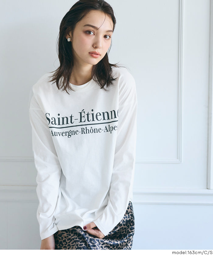 LOGO圓弧下擺長袖T恤