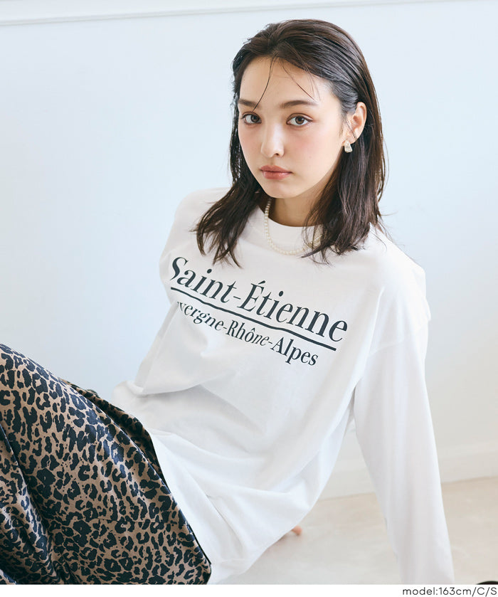 LOGO圓弧下擺長袖T恤