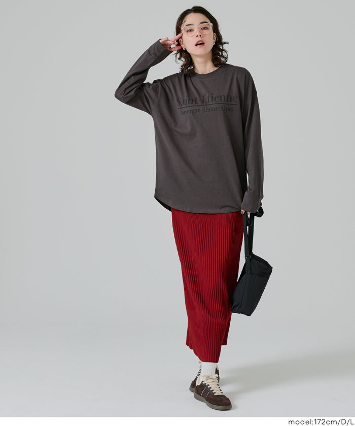 LOGO圓弧下擺長袖T恤