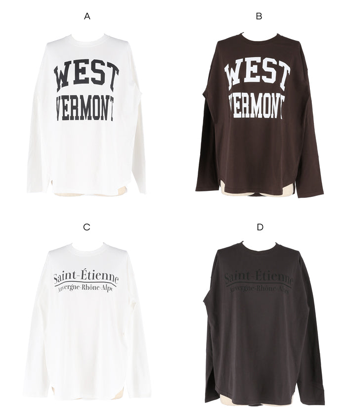 LOGO圓弧下擺長袖T恤