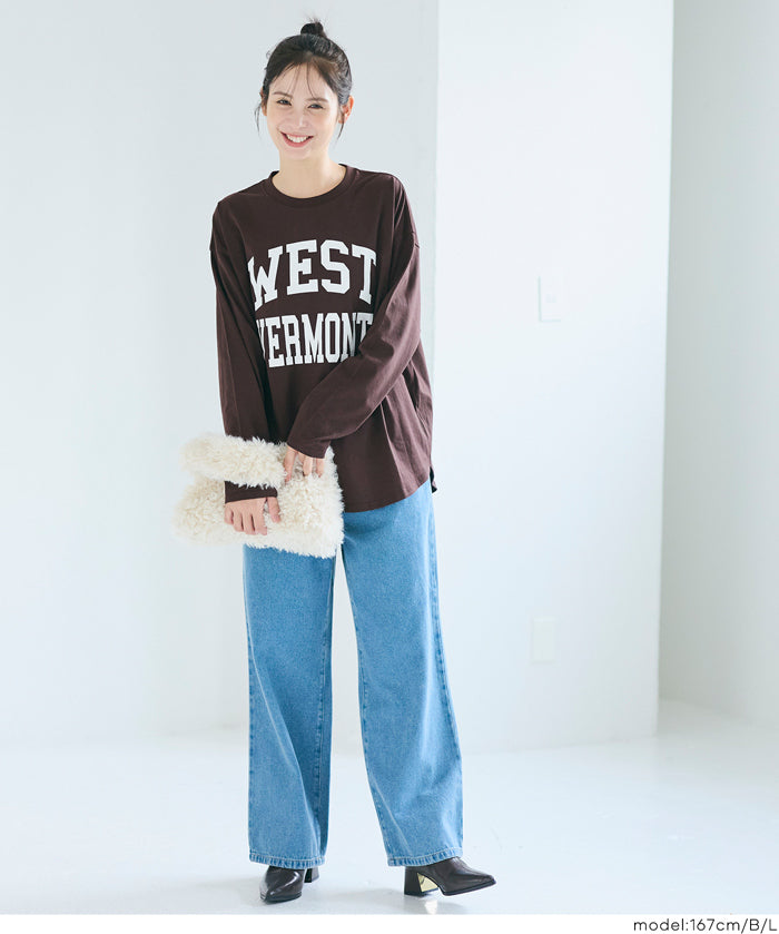 LOGO圓弧下擺長袖T恤