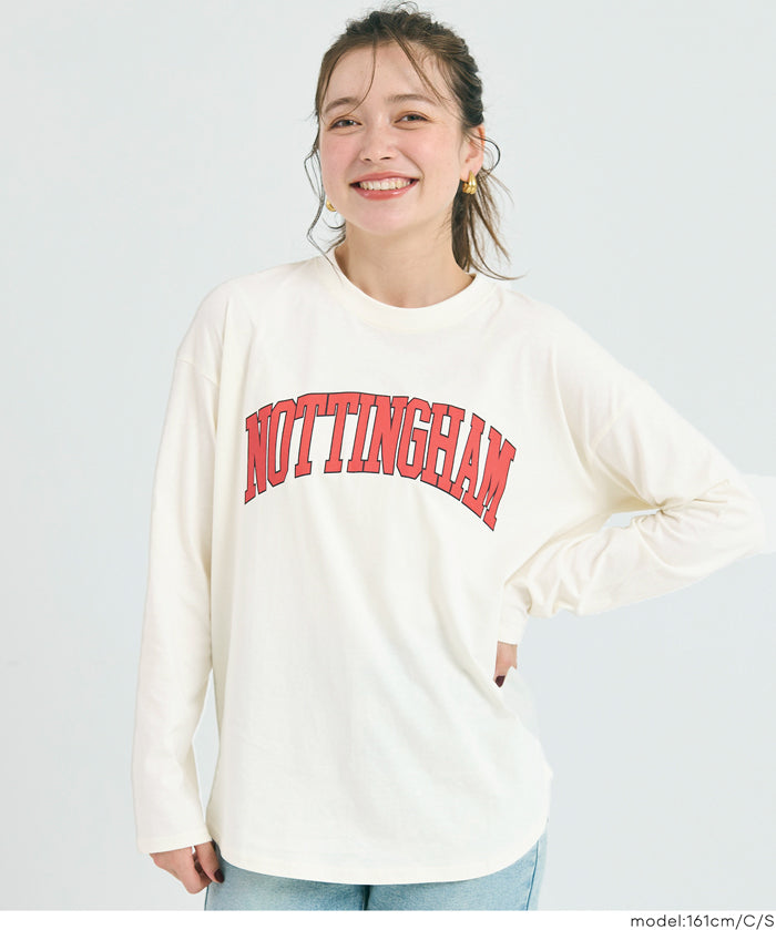 LOGO圓弧下擺長袖T恤