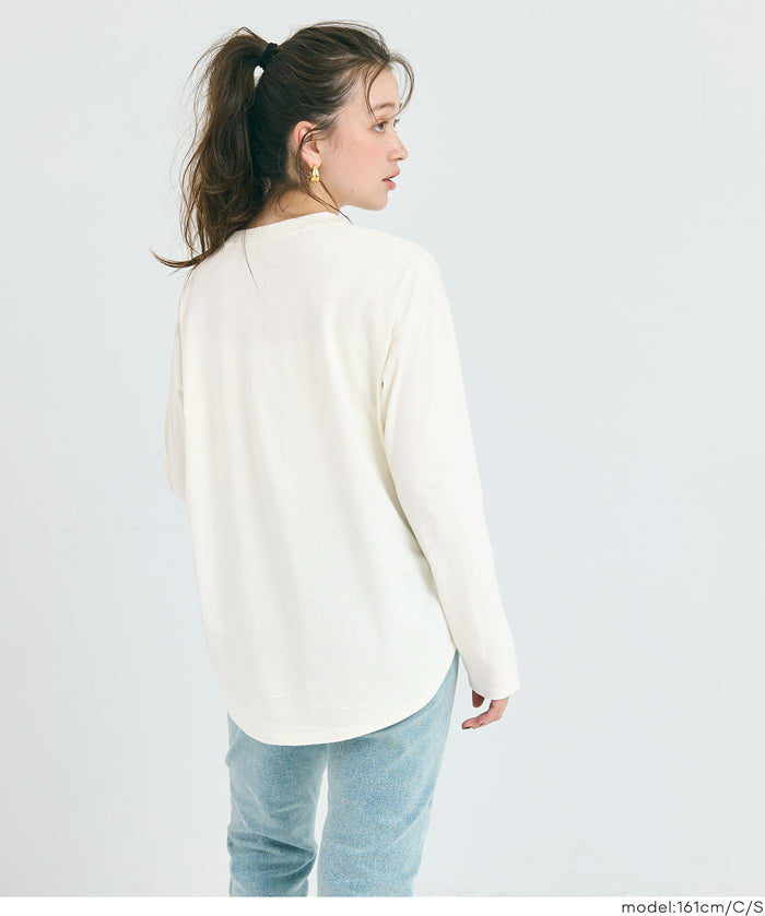 LOGO圓弧下擺長袖T恤