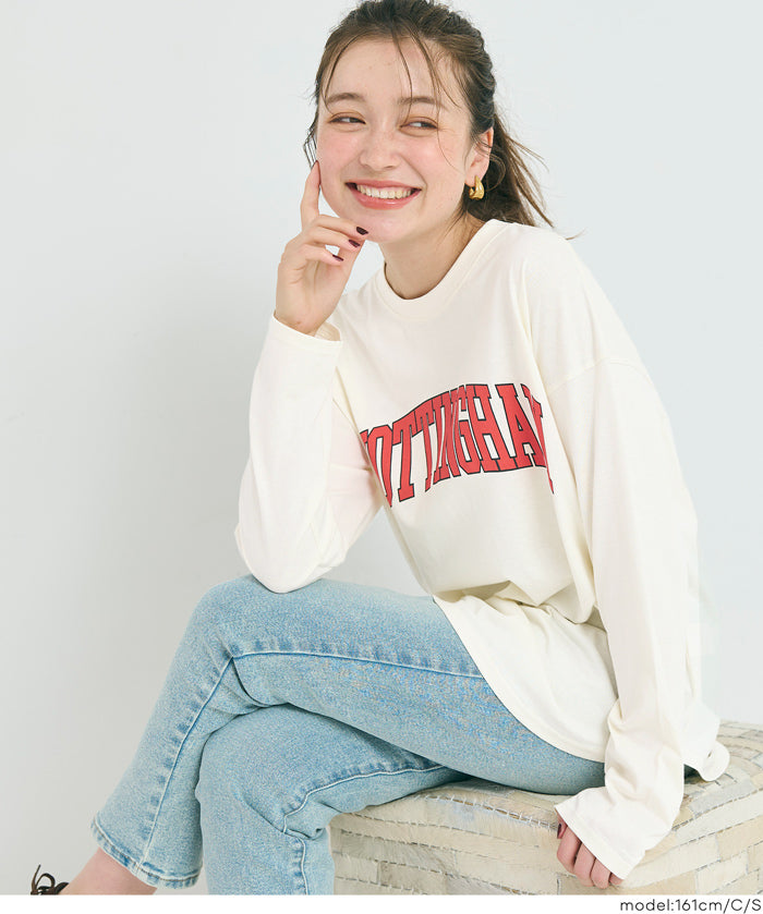 LOGO圓弧下擺長袖T恤