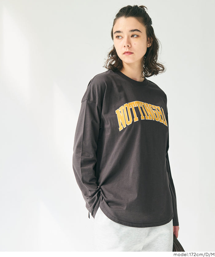 LOGO圓弧下擺長袖T恤