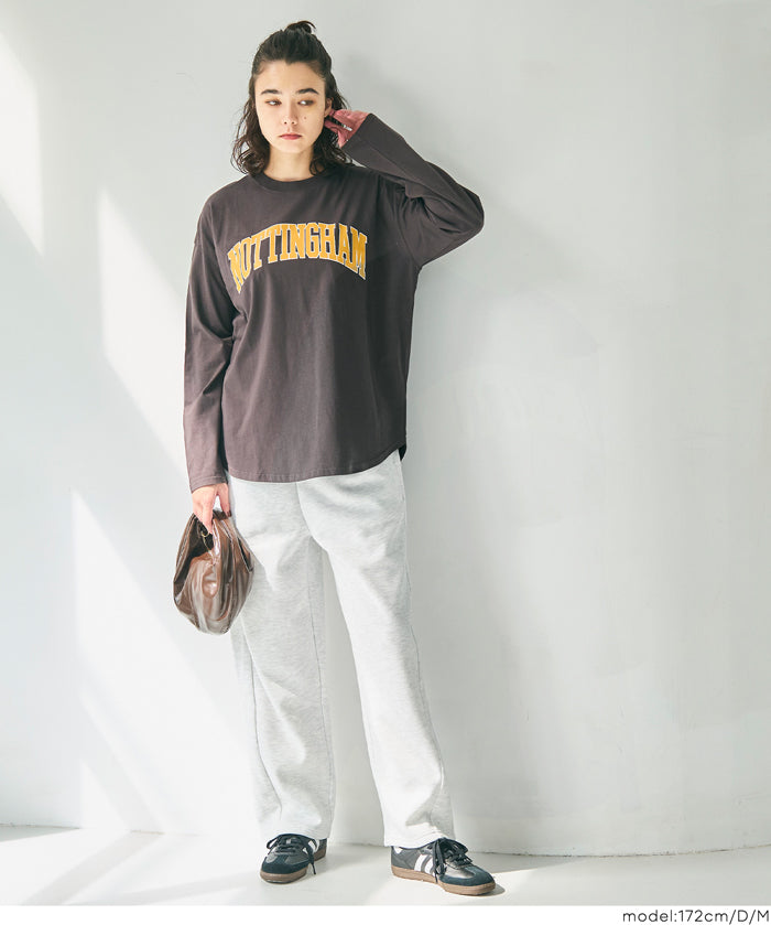 LOGO圓弧下擺長袖T恤