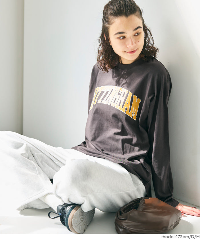 LOGO圓弧下擺長袖T恤