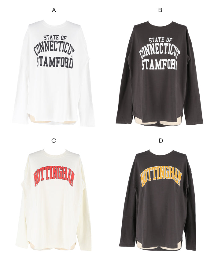 LOGO圓弧下擺長袖T恤